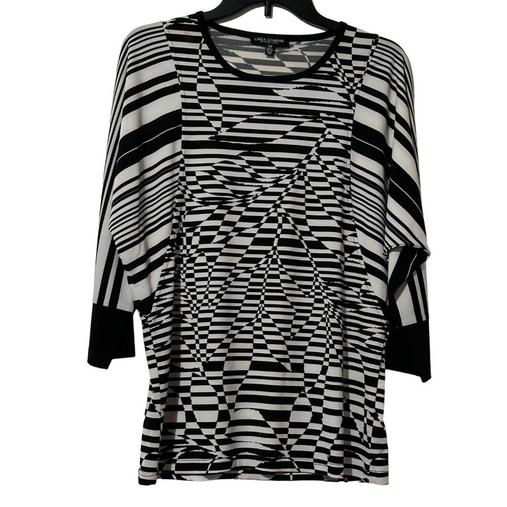 Linea Domani size S black print 3/4 sleeve top